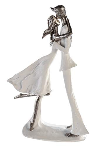 Casablanca Modern Design Sculptuur Hold Me - Wit en Zilver - H 32 cm