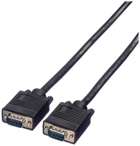 Roline VGA Anschlusskabel VGA 15pol. Stecker 3.00 m Schwarz 11.04.5203 doppelt geschirmt, schraubbar VGA-Kabel