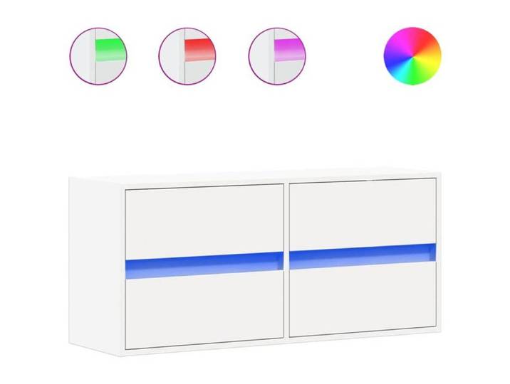 En solde  Armoire TV murale - CLOUD - Meuble TV Suspendu Flottant - avec lumières LED - - blanc 100x31x45 cm LL2509