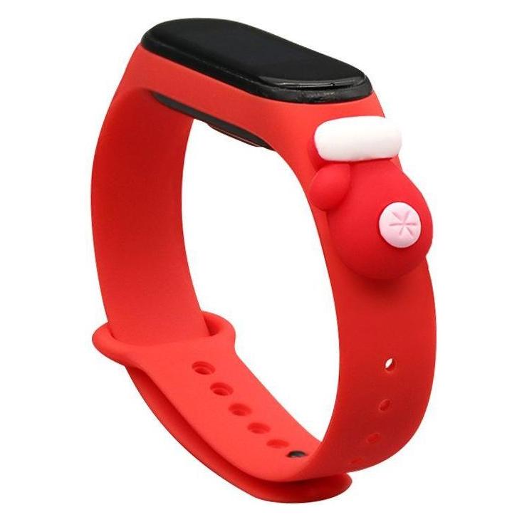 Hurtel Strap Xmas Wristband für Xiaomi Mi Band 4 / Mi Band 3 Christmas Silicone Strap Armband Rot (Handschu (Kunststoff, Silikon) (1404978613)