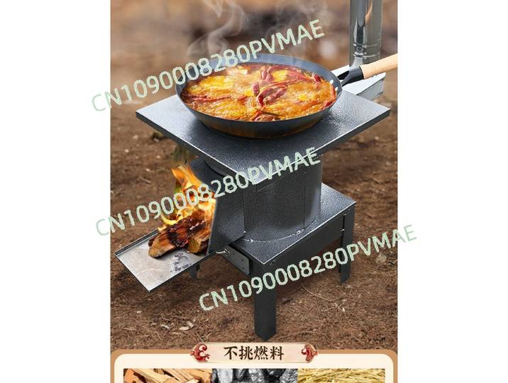 Nouveau poêle à bois domestique sans fumée avec grande table de cuisson intégrée pour chauffage, cuisinière à gazéification mobile d'intérieur