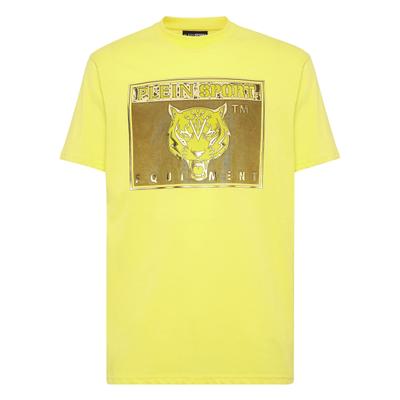 T-Shirt PLEIN SPORT "Statement", Herren, Gr. M, gelb (09, gelb), Obermaterial: 100% Baumwolle, Shirts T-Shirt