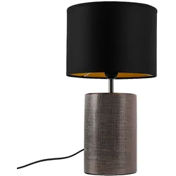 Tischlampe Wohnzimmer Tischleuchte Keramik Nachttischlampe bronze, Textilschirm, 1x E27 Fassung, DxH 24x43 cm