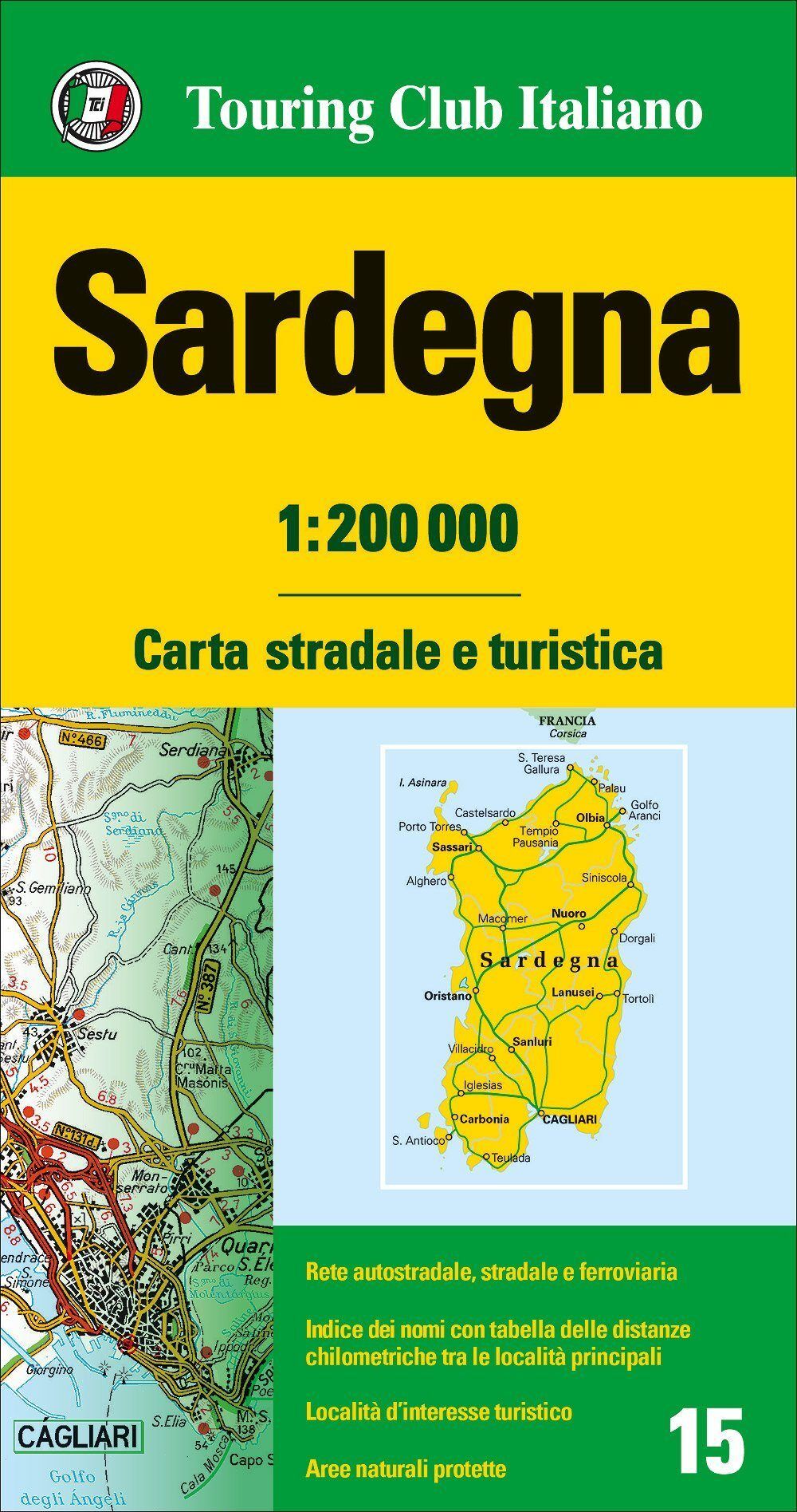 Carte routière n° 15 - Sardaigne   Touring Club Italiano-1/200 000