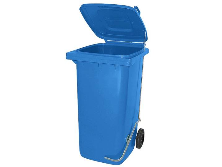 BRB-Lagertechnik Mülleimer BRB 120 Liter Mülltonne mit Fußpedal für handfreie Bedienung, Mit Fußpedal und Öffnungsmechanismus