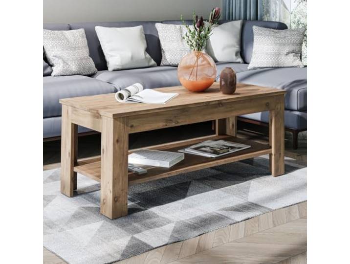 Roomart Couchtisch HELSINKI 110 cm Wohnzimmertisch Sofatisch in Eiche Sofatisch, Wohnzimmertisch mit Ablageboden