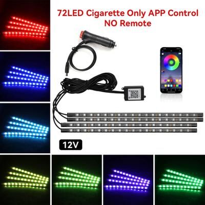 Inspired Living USB Car Interior Ambient Light Strips 48 LED With App And Remote Control 72led App Cig