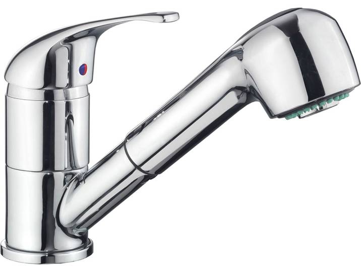 Spültischarmatur CORNAT Fabio -Hochwertiger Messingkörper - verchromt - Schwenkbarer Auslauf , silber (chrom), B:15,2cm H:38,5cm T:10cm, Messing, Armaturen, Spültischarmatur, Ausziehbare Schlauchbrause/ Hochdruck- Küchenarmatur /Wasserhahn