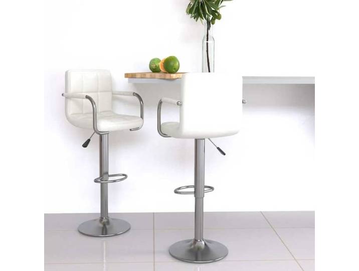 Nouveau Tabourets de bar lot de 2 blanc similicuir poids:16.1 kg @1231
