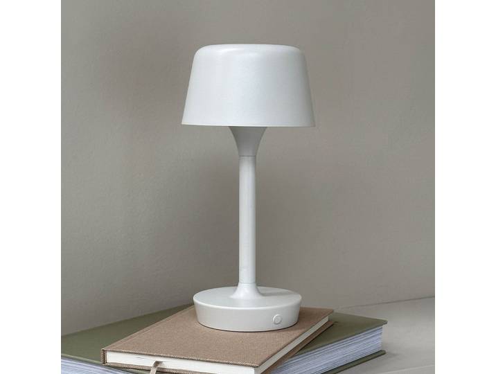 FLOW LED Portable Tischleuchte Cremig Weiß - Dyberg Larsen - Wohnzimmer - Skandinavisch - Metall - Mit Schirm