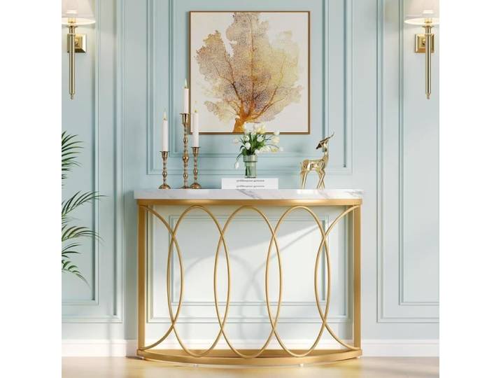 Table console Tribesigns - Modèle doré - Contemporain - Design - 110x35x80cm