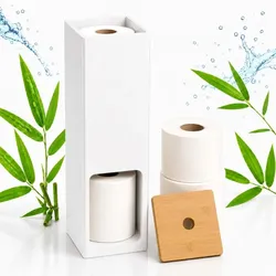 Relaxdays Toilettenpapier Aufbewahrung 4 Rollen Weiß,Hellbraun