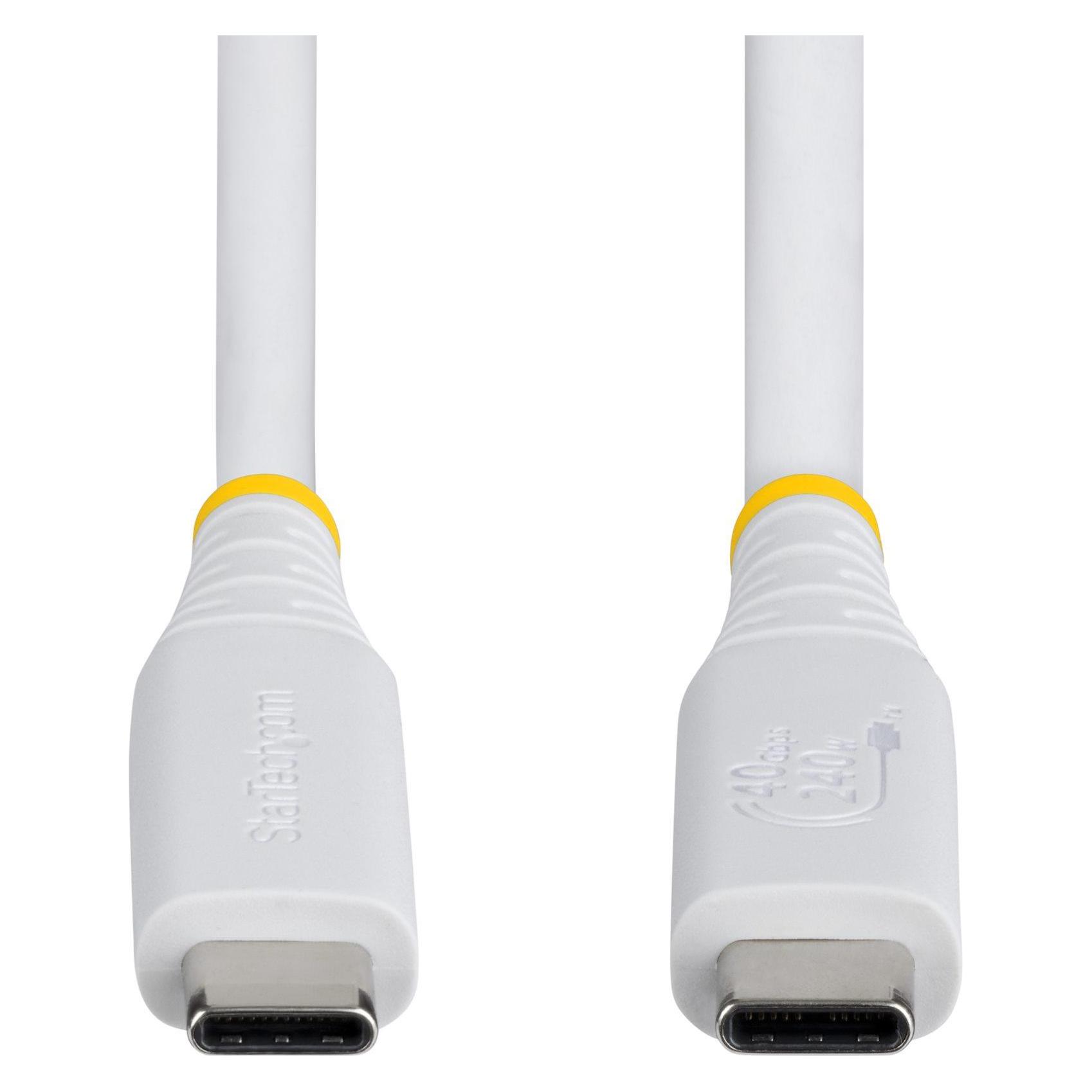StarTech .com CC50CM40GUSB4TPW, 0,5 m, USB C, USB C, USB4 Gen 3x2, 40 Gbit/s, Weiss (0.50 m, USB 4, 240 W) (CC50CM40GUSB4TPW)