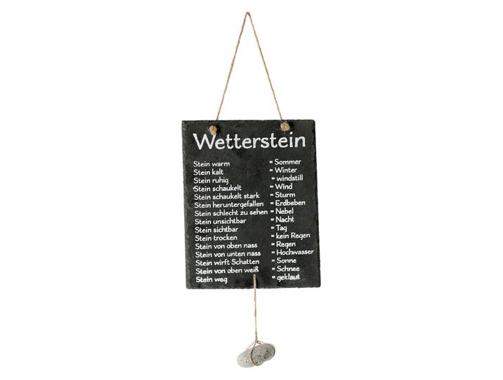 Lustiger Wetteranzeiger mit Stein, Deko Schiefertafel mit Aufdruck, 20 x 25 cm