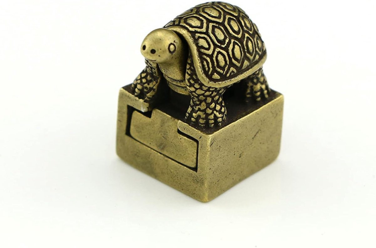 Goudkleurig Schildpad Beeldje - Koperen Bureau Decoratie - 2,4 x 2,7 cm