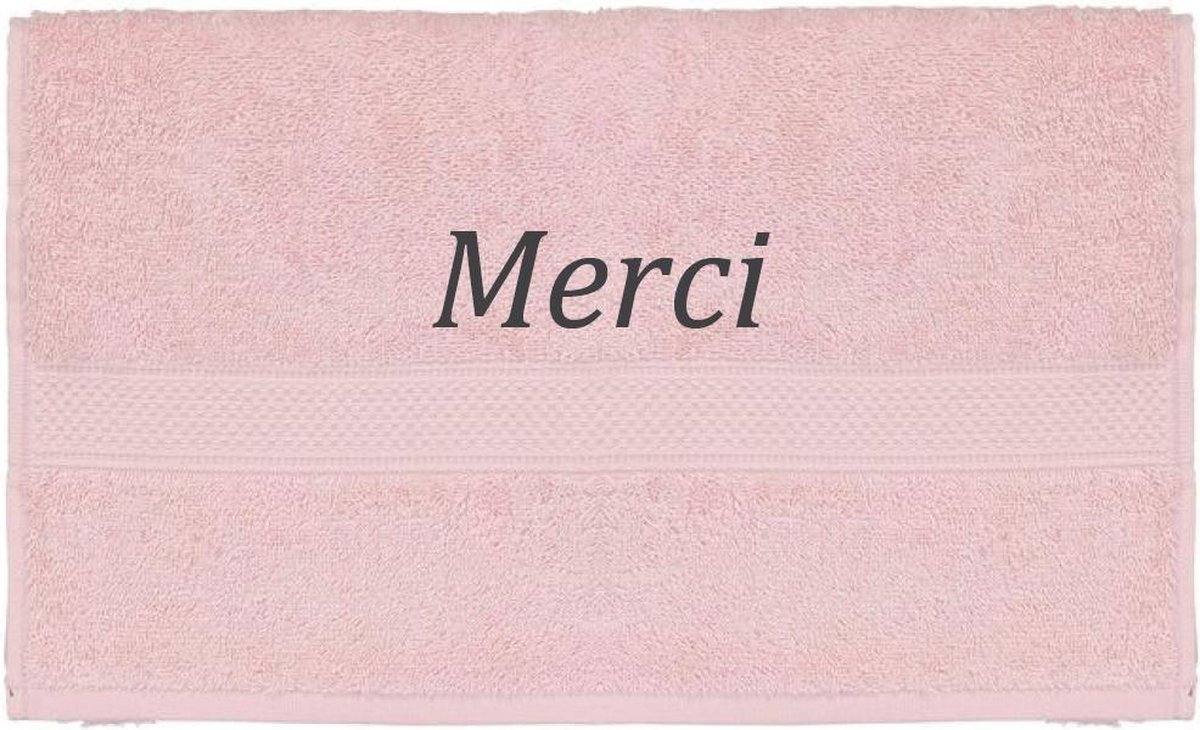 Merci Handdoek Roze 100 x 50 cm