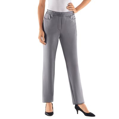 Thermohose CLASSIC BASICS, Damen, Gr. 23, Kurzgrößen, grau (silbergrau), 100% Polyester, unifarben, lang, Hosen Thermohose