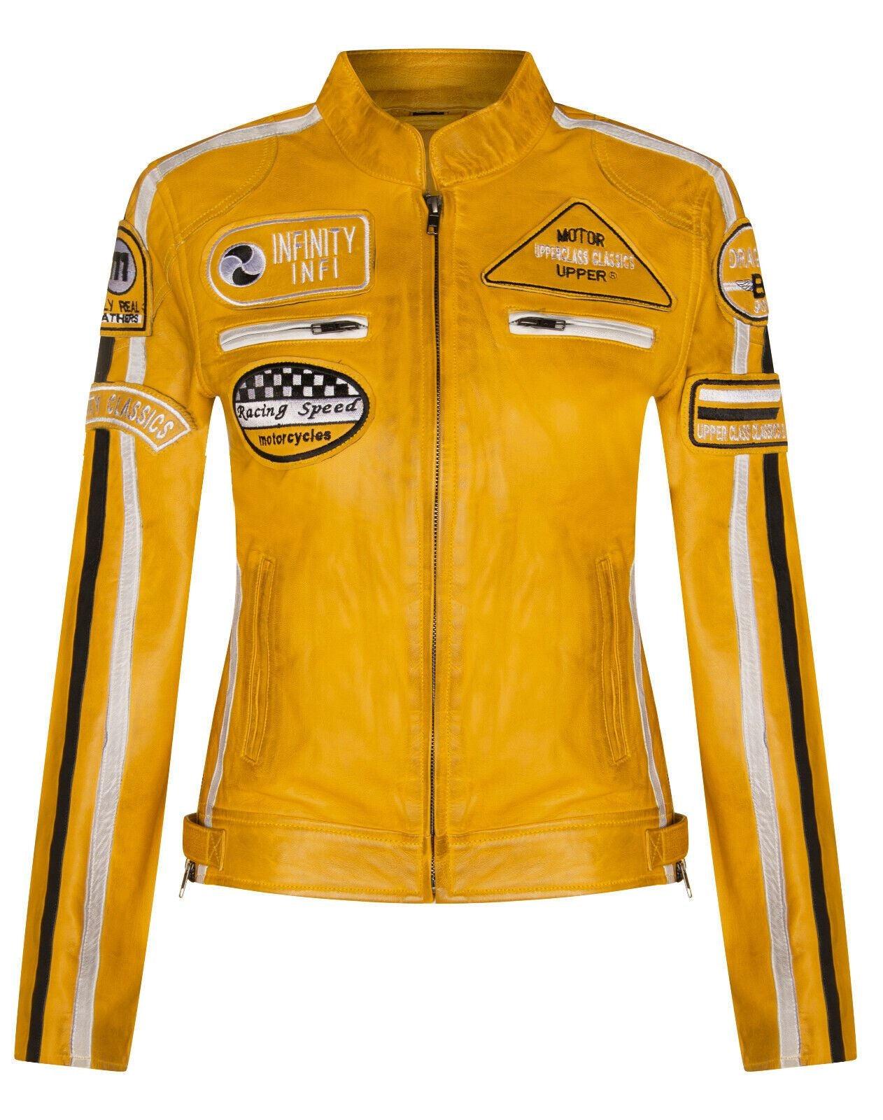 Damen-Lederjacke mit Biker-Rennabzeichen-Agadir