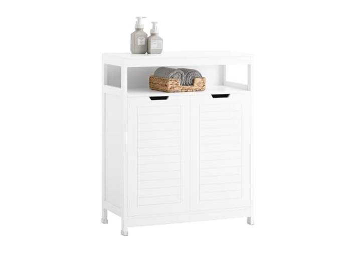 SoBuy Badezimmerschrank mit Wäschekorb für Badezimmer, 70x90x35 cm Weiß
