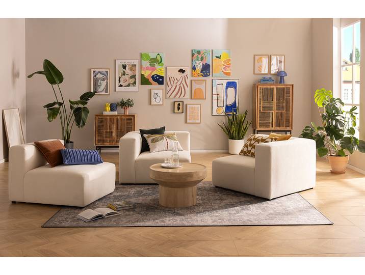Table basse massive SPUNK Ø 70cm Beige/Manguier
