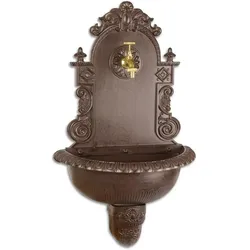 Moritz Garten Wasserhahn mit Becken Wandbecken mit Wasseranschluss Einlass 1/2 Zoll Nostalgie Hängebrunnen Zapfstelle Braun mit Zubehör