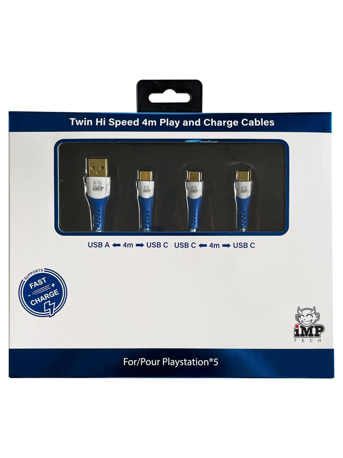 iMP TECH 4M Braided Fast Charge Play and Charge Cable for PS5 - Wired Zubehör für Spielkonsole - Sony PlayStation 5