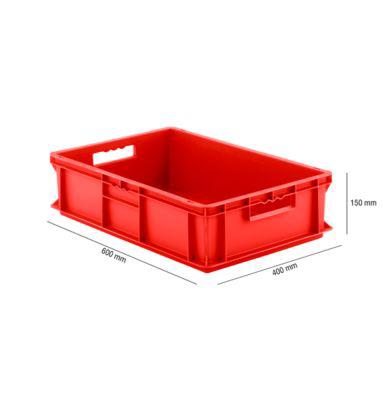 Euro Box Serie EF 6150, aus PP, Inhalt 29,4 L, geschlossene Wände, rot, Durchfassgriff