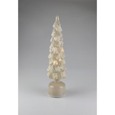 LED Dekoobjekt AM DESIGN "Glas-Weihnachtsbaum rotierend", beige (weiß), H:35cm L:10cm, Leuchten, 10x35 cm