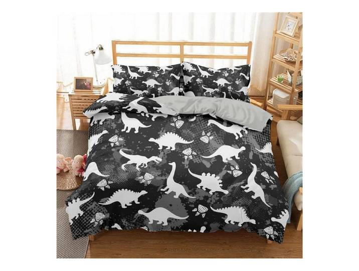 LuxusKollektion Kinderbettwäsche Bettwäsche Set 200x220cm Cartoon Dino