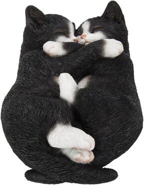 Hi-Line Gift Sleeping Couple Cats - Black And White
