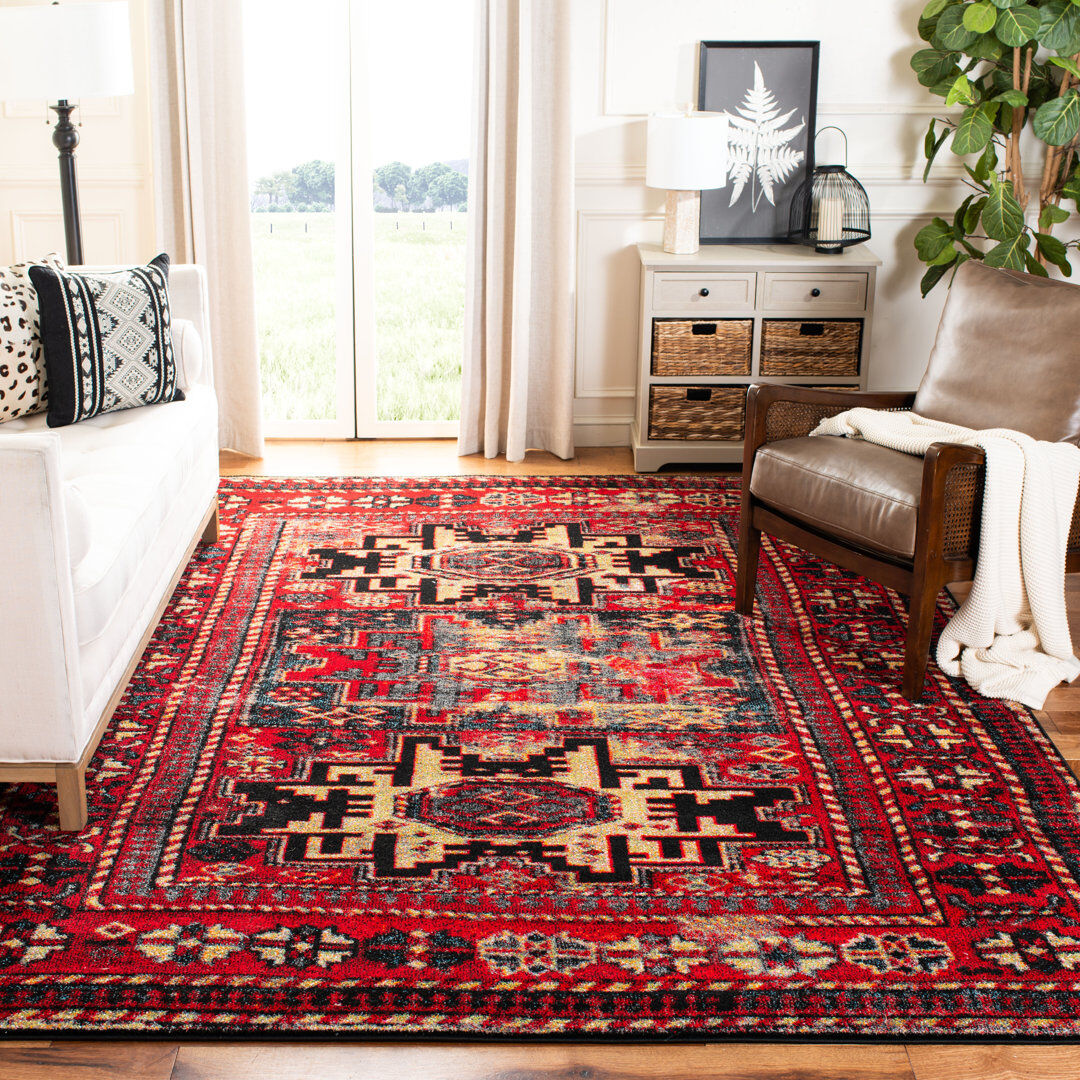 Langley Street Kristina Oriental Area Rug Beige;Red;Black Rectangle 122 x 183 cm