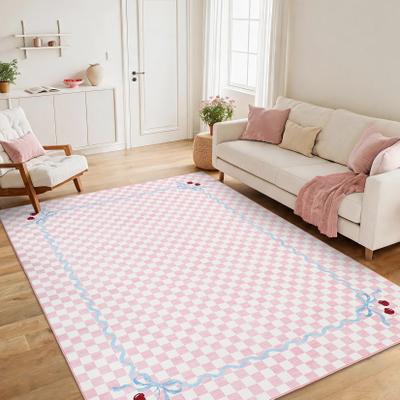 Garvee Geometric Checkered Bow Washable Area Rug