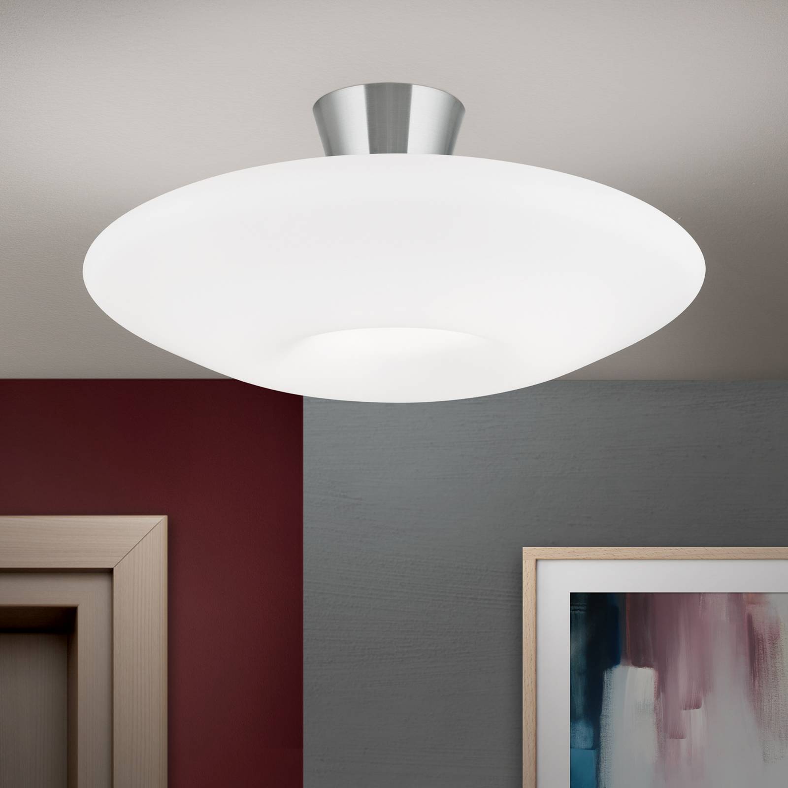 Orion Ceiling Light Blanc, dimmable, White / opal, Living / Dining Room, Glass, Modern, Ceiling Light