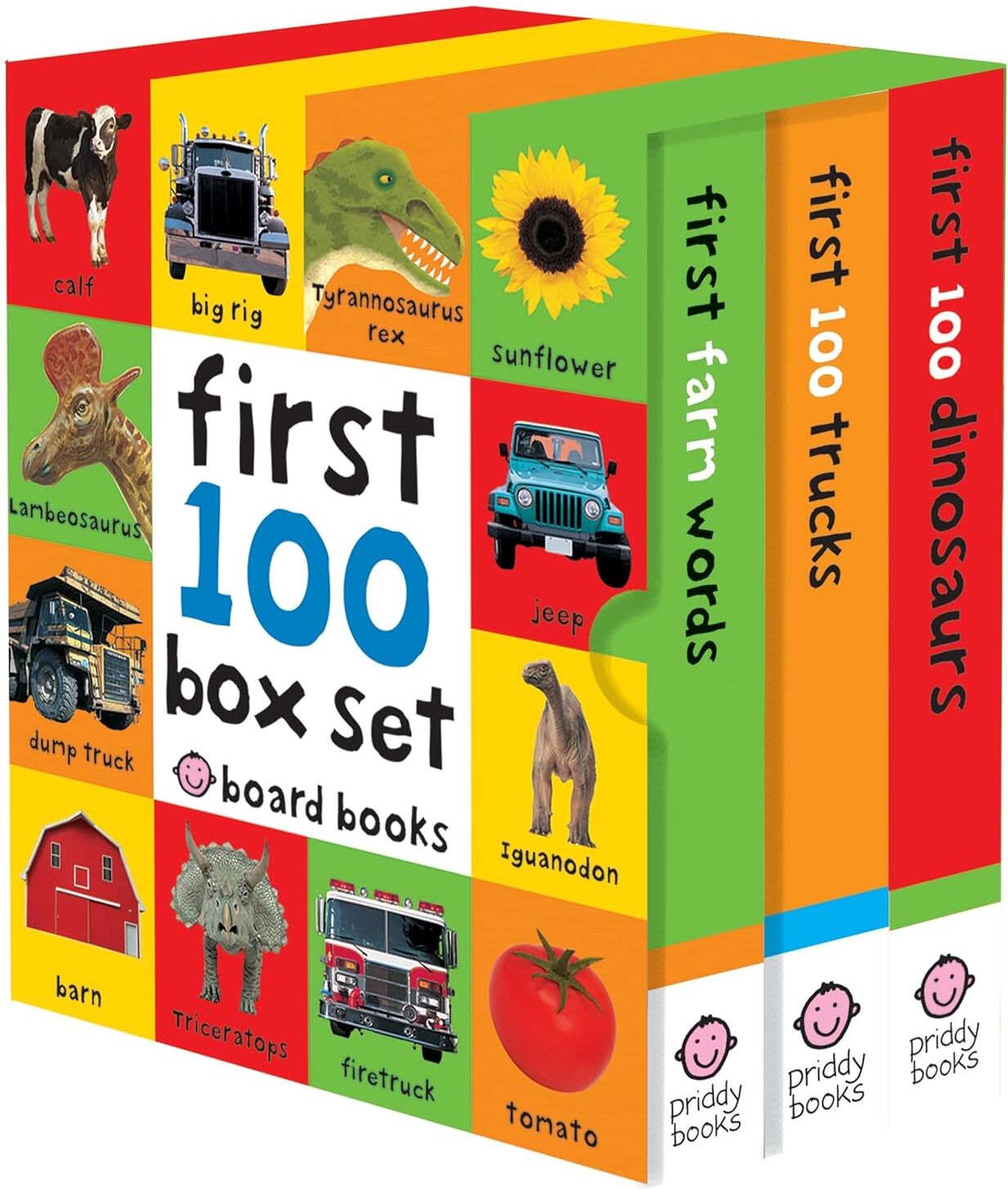 Priddy Books First 100 Box Set: Farm, Dino, Trucks by Roger Priddy - Board Book Set - Ages 0-5 - Early Learning Vocabulary Books