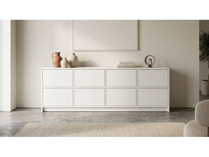 Langes Sideboard - Kommode mit vielen Optionen MDF Beschichtet MDF Weiß matt