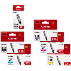 Canon Original PGI-580XXL PGBK+ CLI-581XXL Druckerpatronen 6er-Multipack - BK/C/PB/M/Y/BK