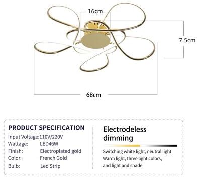 Inspired Finds Modern Gold Chrome LED Chandelier Ceiling Light Fixture dia26.77in Gold Plated