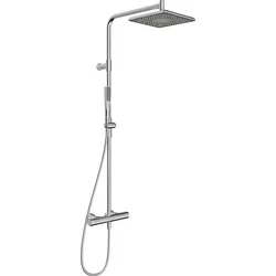 Hansa AURELIA Duschsystem mit Thermostat  4719911380 Regendusche, Wandmontage, 1 Strahlart, eckig, Stahl gebürstet