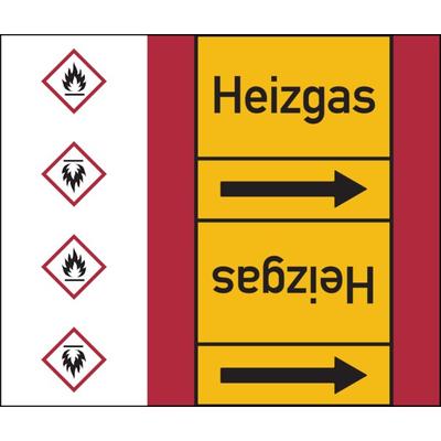 Rohrleitungskennzeichen Heizgas - 33000x180 mm Folie selbstklebend