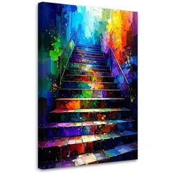 LEINWANDBILD Bunte Treppe Abstrakt 60x90cm