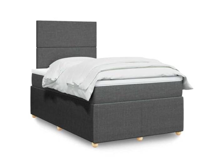 RJPLMFV Komplettes Bett, 120 x 190 cm, Stoff, dunkelgrau, Matratze mit Taschenfedern