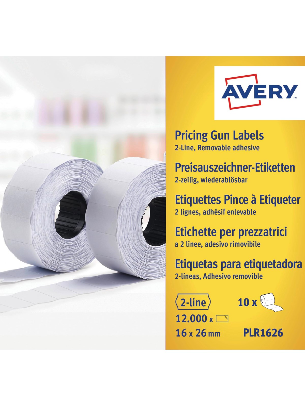 Avery Labels on roll for 2 lines pricing gun up to 18 digits removable white