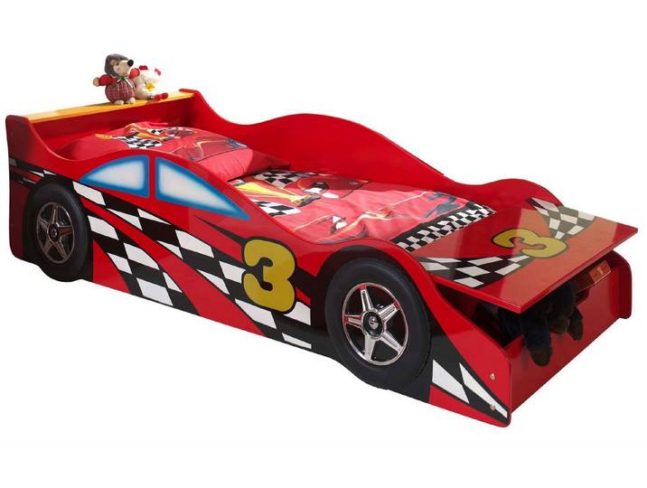 58 aufm Kessel Kinderbett Autobett Kalliope 175x78x48 Kinderbett Spielbett MDF Rot (inkl. Versand, Lieferung bis Verwendungsstelle), Liegefläche 70x140, MDF rot glänzend, Lattenrost, stabile Verarbeitung