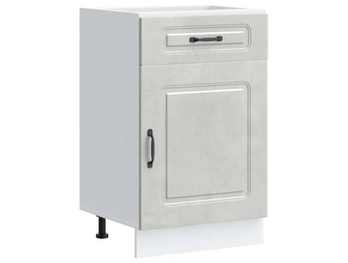 fsahslih Küchenunterschrank Kalmar Betongrau 50x46x81,5 cm Holzwerkstoff Praktischer Küchenschrank für Kochbereich und Esszimmer mit verstellbaren Füßen, Schublade sowie robuster Oberfläche.