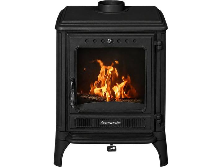 Kaminofen HANSEATIC Castor 85 , schwarz, Kaminöfen, Kaminofen, Großer Feuerraum, Topseller