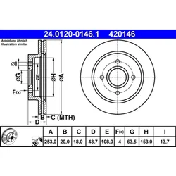 Bremsscheibe ATE 24.0120-0146.1 (2 Stk.) für Ford Mondeo I Turnier