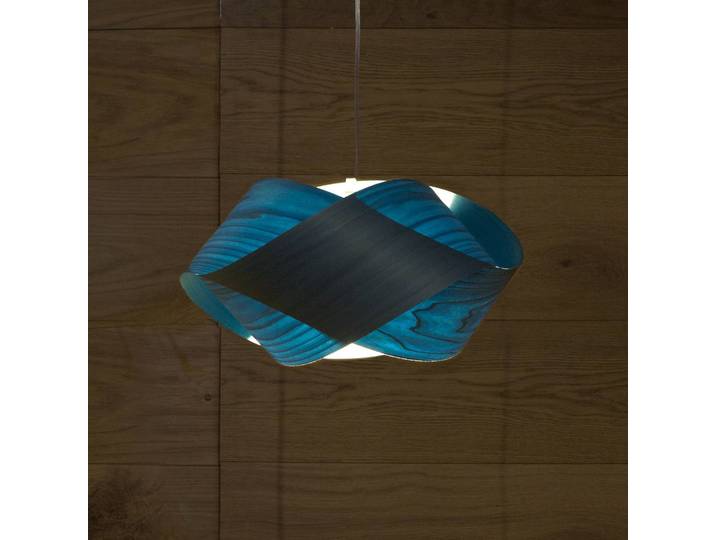 LZF LAMPS Holz Hängelampe Nut, dimmbar, blau, für Wohn- / Esszimmer, Holz, Design, Pendelleuchte