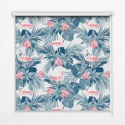 INNENROLLO - Fensterrollo - Rollo - 90x180 cm - Tropische Pflanzen und Flamingos