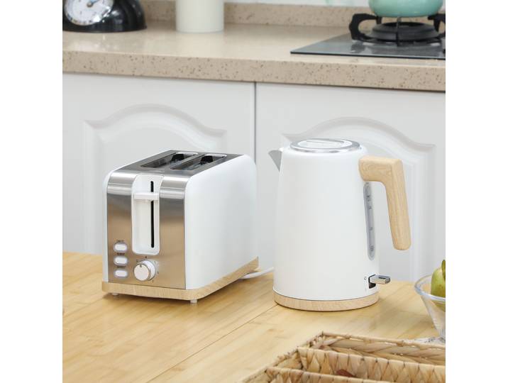 HOMCOM Bouilloire 1,7L et Grille-Pain 2 Tranches Blanc
