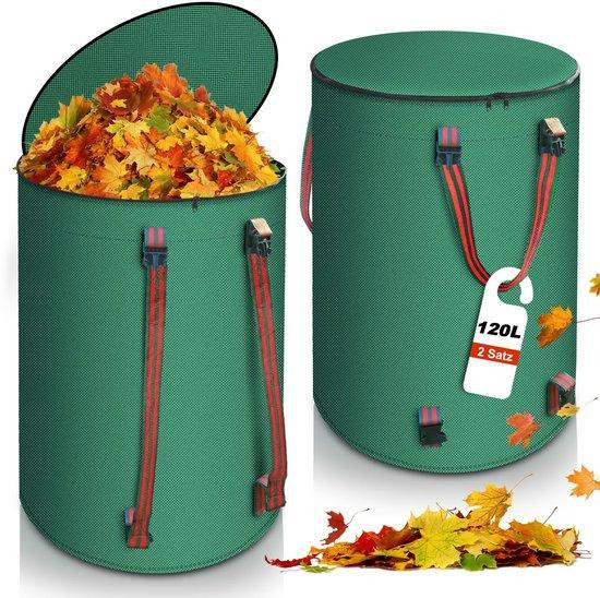 Unyqoos Opvouwbare tuinafvalzak 120 liter met deksel en draaghandgrepen
